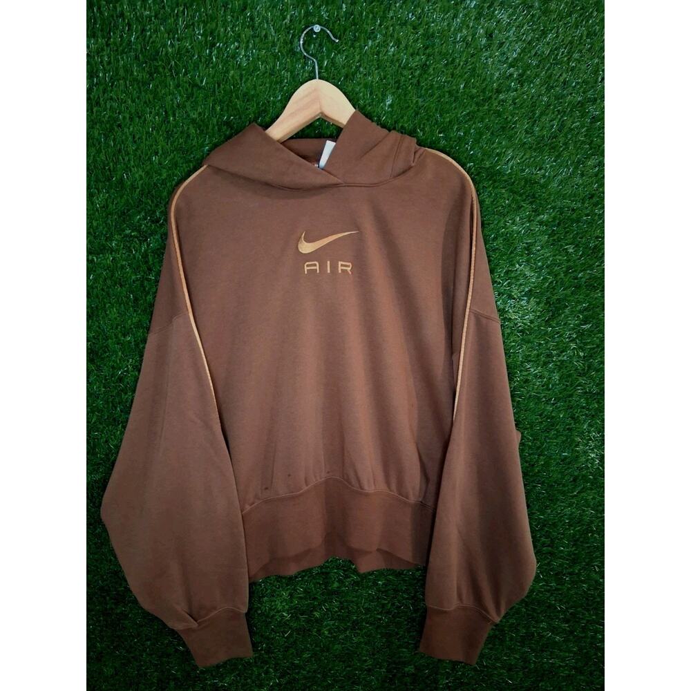 Nike Air Women's Fleece Sweatshirt Cacao Wow Brown Embroidered Logo Size S Small